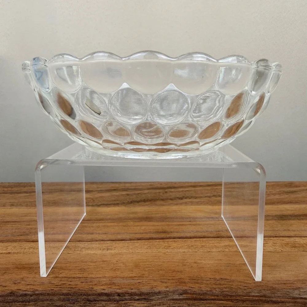 Anchor Hocking Bubble Glass Bowl Clear Vintage Mid Century Bullseye 7 Inch